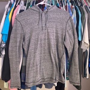 Grey hooded long sleeve t-shirt